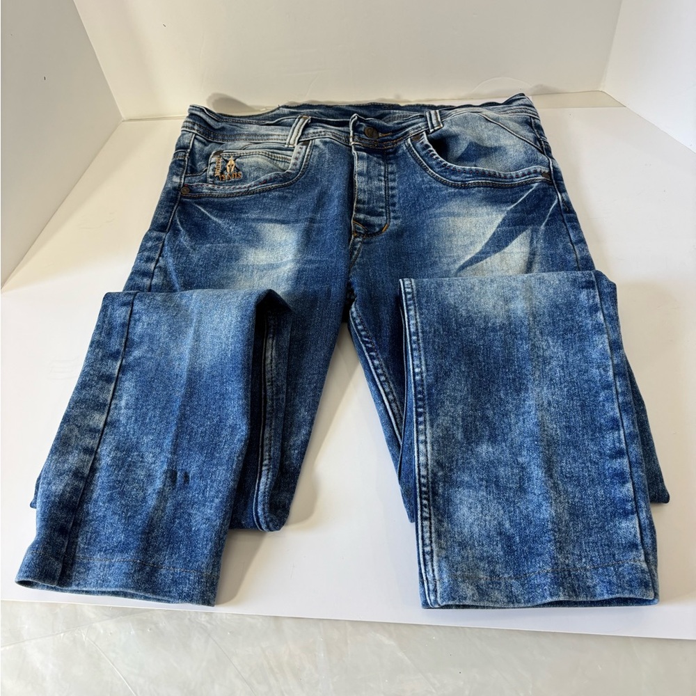 Men's Slim Straight Hummer Blue Jeans Size 32 waist 30 inseam comfy elastic fit